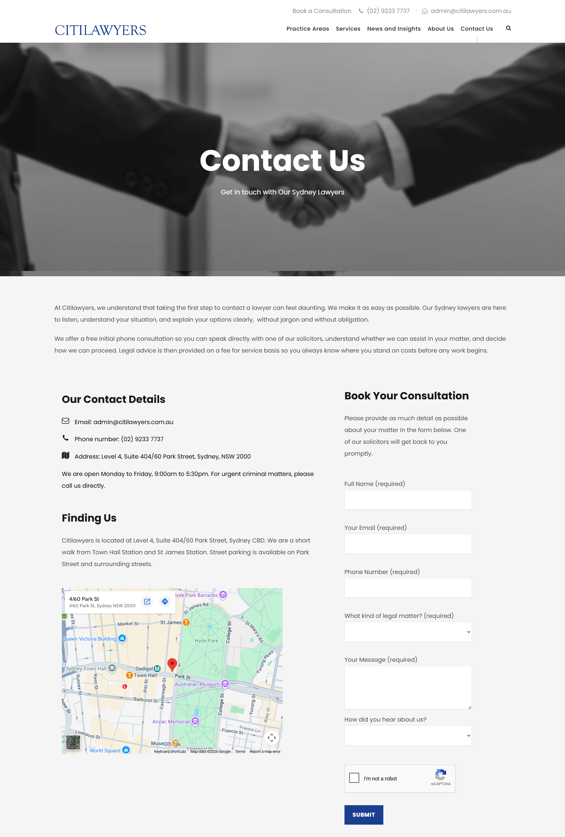 Citilawyers contact page